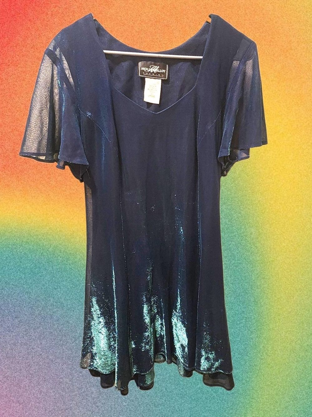 Molly Malloy Shimmery Green / Teal Short Evening Dress